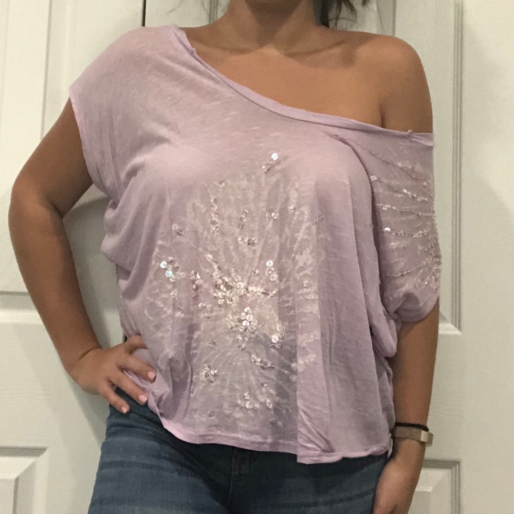 Free People Sequin Flowy Tee